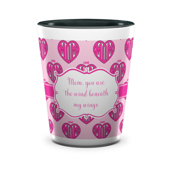 Custom Love You Mom Ceramic Shot Glass - 1.5 oz - Two Tone - Single