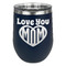 Love You Mom Stainless Wine Tumblers - Navy - Double Sided - Front