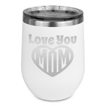 Love You Mom Stemless Stainless Steel Wine Tumbler - White - Double Sided