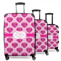 Love You Mom 3 Piece Luggage Set - 20" Carry On, 24" Medium Checked, 28" Large Checked