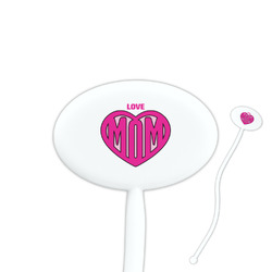 Love You Mom 7" Oval Plastic Stir Sticks - White - Single Sided