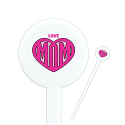 Love You Mom 7" Round Plastic Stir Sticks - White - Single Sided