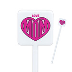 Love You Mom Square Plastic Stir Sticks - Single Sided