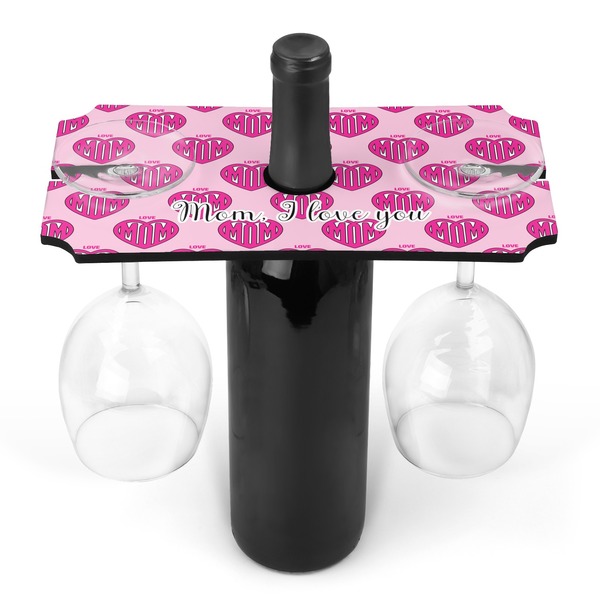 Custom Love You Mom Wine Bottle & Glass Holder