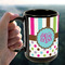 Stripes & Dots 15oz. Black Mug - LIFESTYLE