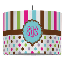 Stripes & Dots 16" Drum Pendant Lamp - Fabric (Personalized)