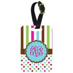 Stripes & Dots Metal Luggage Tag w/ Monogram