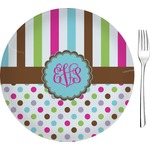 Stripes & Dots Glass Appetizer / Dessert Plate 8" (Personalized)