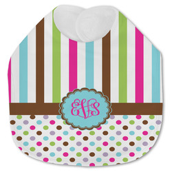Stripes & Dots Jersey Knit Baby Bib w/ Monogram