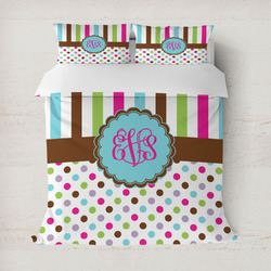 Stripes & Dots Duvet Cover Set - Full / Queen (Personalized)