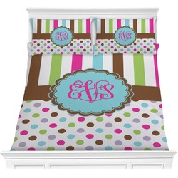 Stripes & Dots Comforter Set - Full / Queen (Personalized)