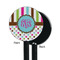 Stripes & Dots Black Plastic 5.5" Stir Stick - Single Sided - Round - Front & Back