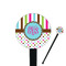 Stripes & Dots Black Plastic 7" Stir Stick - Round - Closeup