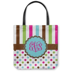 Stripes & Dots Canvas Tote Bag - Medium - 16"x16" (Personalized)