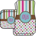 Stripes & Dots Car Floor Mats Set - 2 Front & 2 Back (Personalized)