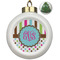 Stripes & Dots Ceramic Christmas Ornament - Xmas Tree (Front View)