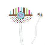 Stripes & Dots 7" Oval Plastic Stir Sticks - Clear (Personalized)