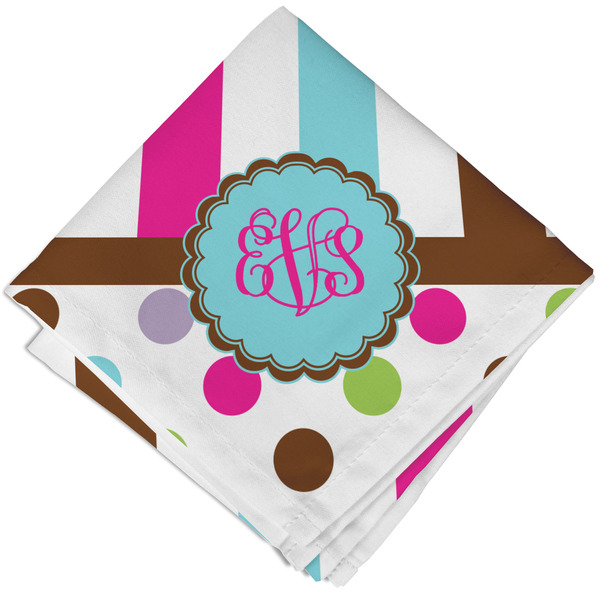 Custom Stripes & Dots Cloth Napkin w/ Monogram