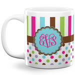 Stripes & Dots 20 Oz Coffee Mug - White (Personalized)