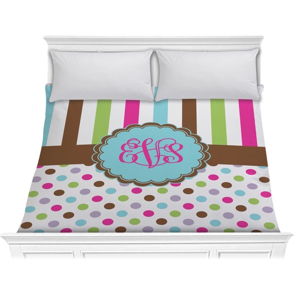 Custom Stripes & Dots Comforter - King (Personalized)