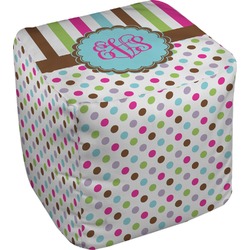 Stripes & Dots Cube Pouf Ottoman - 13" (Personalized)