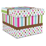 Stripes & Dots Gift Box with Lid - Canvas Wrapped - XX-Large (Personalized)