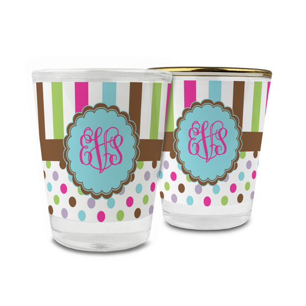 Custom Stripes & Dots Glass Shot Glass - 1.5 oz (Personalized)