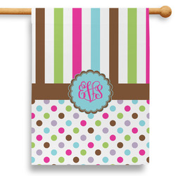 Stripes & Dots 28" House Flag - Double Sided (Personalized)