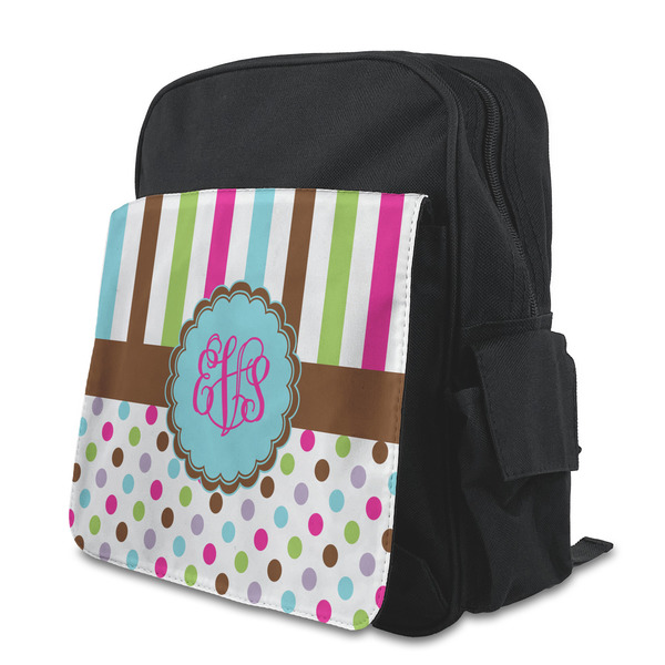 Custom Stripes & Dots Preschool Backpack (Personalized)
