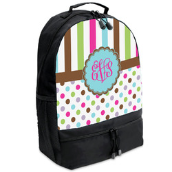 Stripes & Dots Backpacks - Black (Personalized)