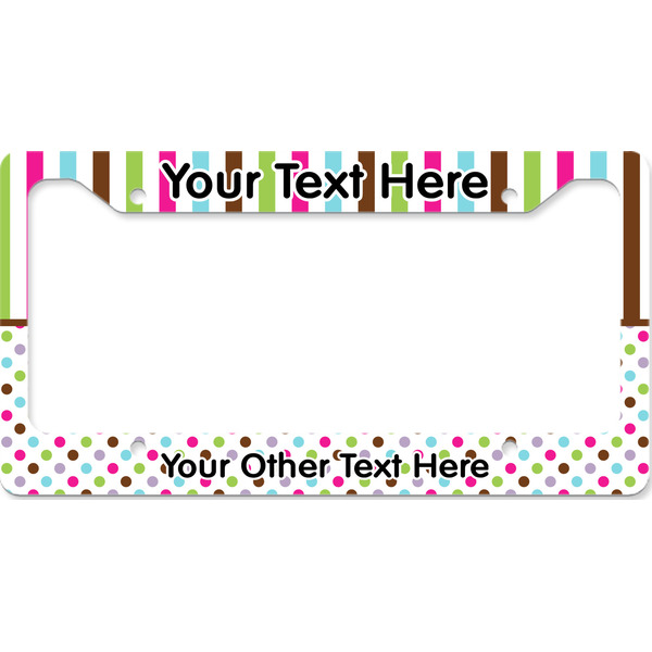 Custom Stripes & Dots License Plate Frame - Style B (Personalized)