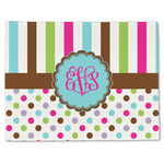 Stripes & Dots Single-Sided Linen Placemat - Single w/ Monogram