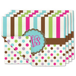 Stripes & Dots Double-Sided Linen Placemat - Set of 4 w/ Monogram