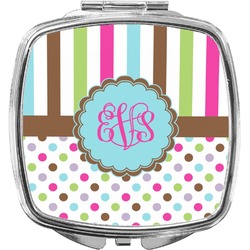Stripes & Dots Compact Makeup Mirror (Personalized)