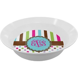 Stripes & Dots Melamine Bowl - 12 oz (Personalized)