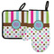 Stripes & Dots Neoprene Oven Mitt and Pot Holder Set - Left