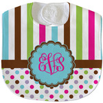 Stripes & Dots Velour Baby Bib w/ Monogram