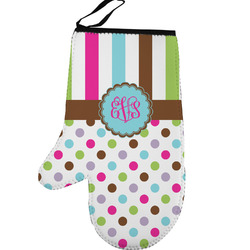 Stripes & Dots Left Oven Mitt (Personalized)
