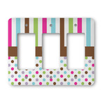 Stripes & Dots Rocker Style Light Switch Cover - Three Switch