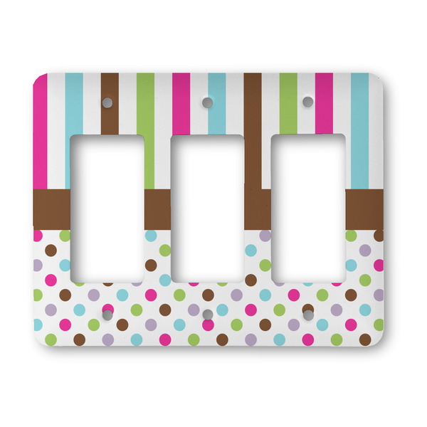 Custom Stripes & Dots Rocker Style Light Switch Cover - Three Switch