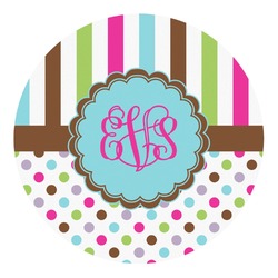 Stripes & Dots Round Decal - Large (Personalized)