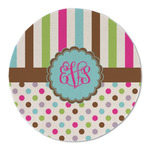 Stripes & Dots Round Linen Placemat - Single Sided (Personalized)