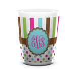 Stripes & Dots Ceramic Shot Glass - 1.5 oz - White - Single (Personalized)