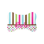 Stripes & Dots Bone Shaped Dog Food Mat (Small) (Personalized)