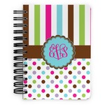 Stripes & Dots Spiral Notebook - 5x7 w/ Monogram