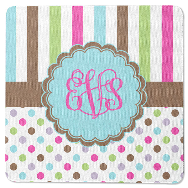 Custom Stripes & Dots Square Rubber Backed Coaster (Personalized)