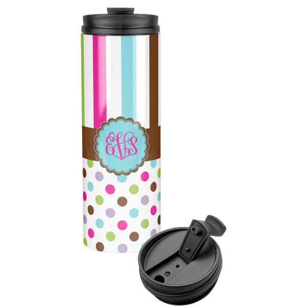 Custom Stripes & Dots Stainless Steel Skinny Tumbler (Personalized)