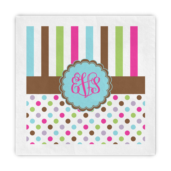 Custom Stripes & Dots Standard Decorative Napkins (Personalized)