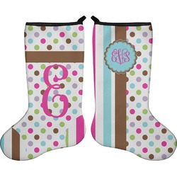 Stripes & Dots Holiday Stocking - Double-Sided - Neoprene (Personalized)