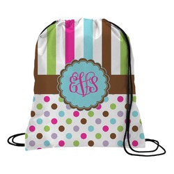 Stripes & Dots Drawstring Backpack - Medium (Personalized)